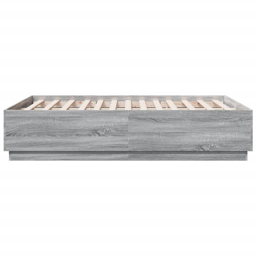 Bedframe bewerkt hout grijs sonoma eikenkleurig 135x190 cm