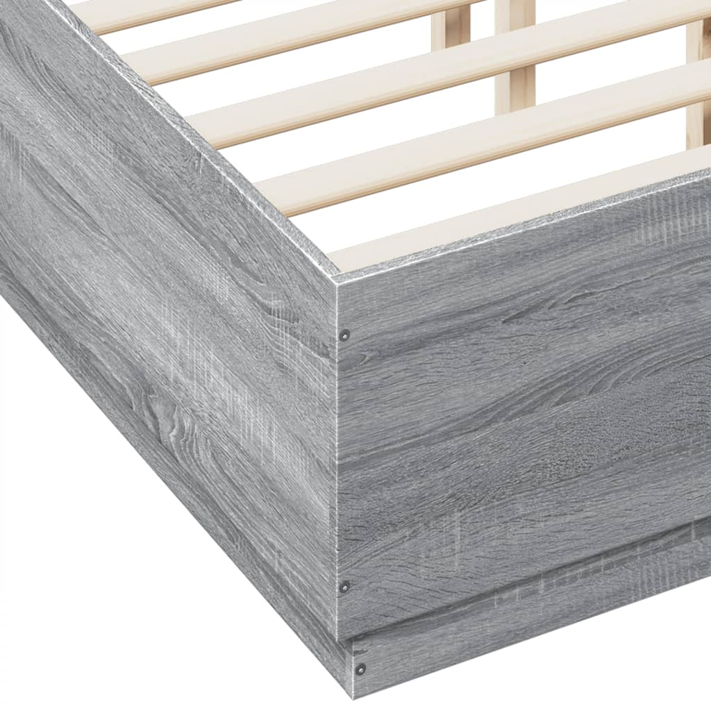 Bedframe bewerkt hout grijs sonoma eikenkleurig 135x190 cm