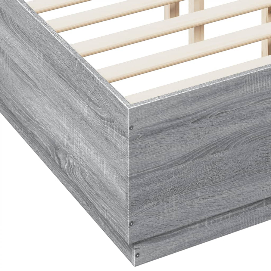 Bedframe bewerkt hout grijs sonoma eikenkleurig 135x190 cm