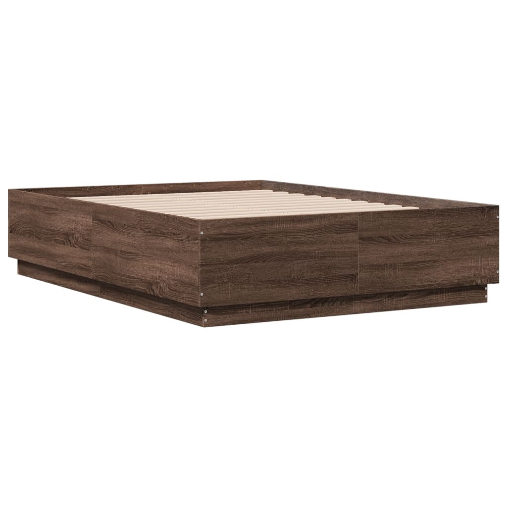 Bedframe bewerkt hout bruin eikenkleur 135x190 cm
