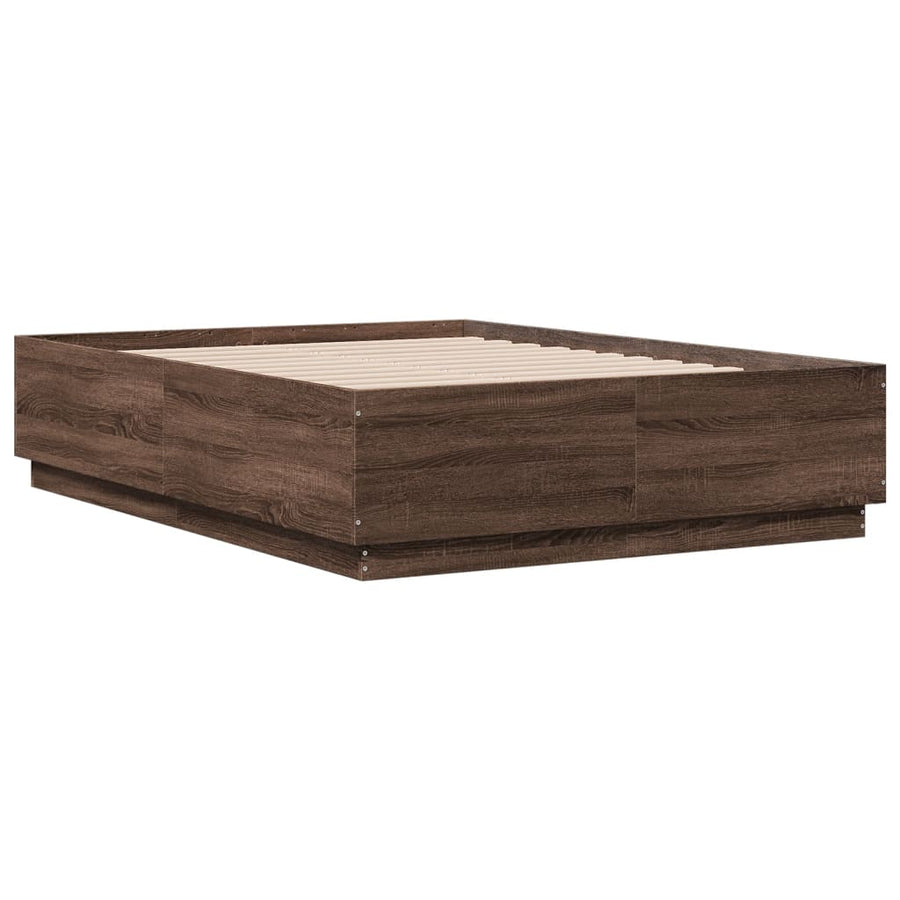 Bedframe bewerkt hout bruin eikenkleur 135x190 cm