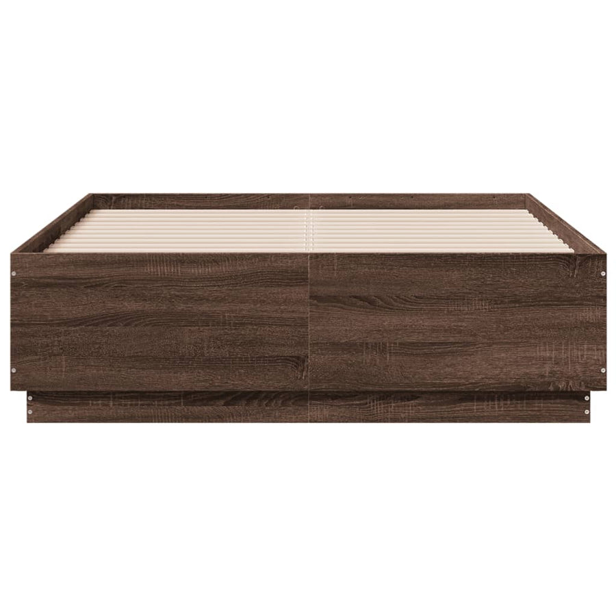 Bedframe bewerkt hout bruin eikenkleur 135x190 cm