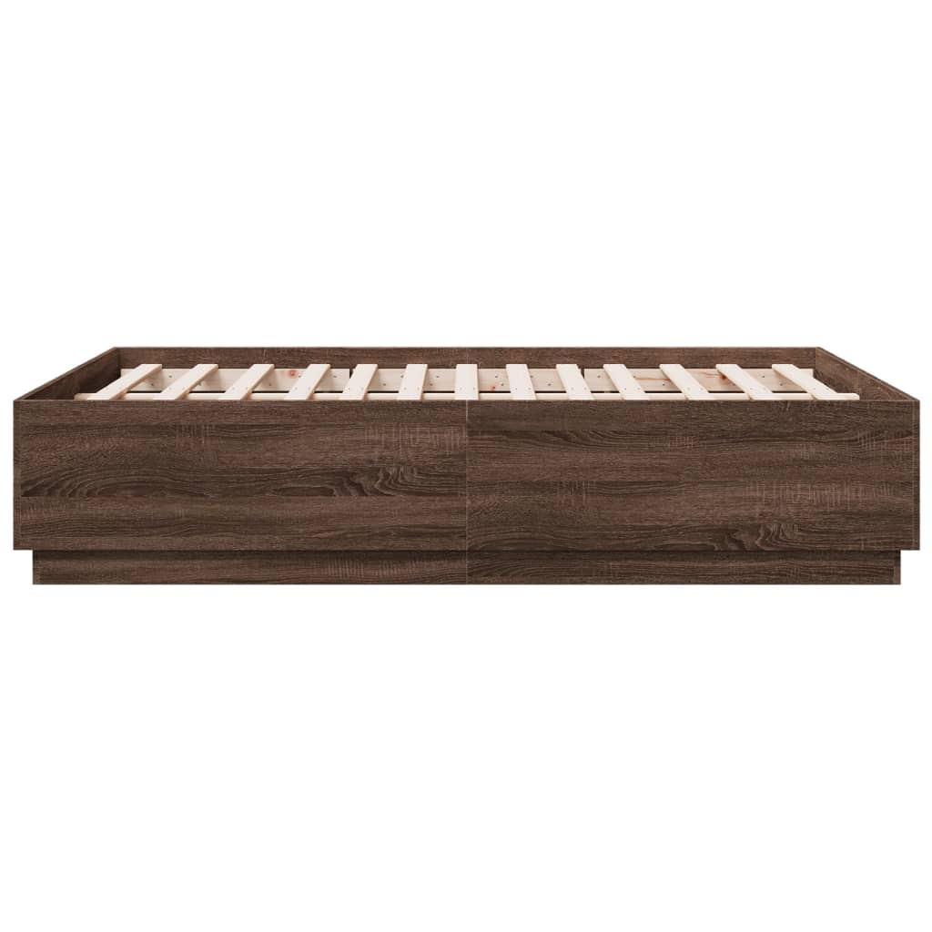 Bedframe bewerkt hout bruin eikenkleur 135x190 cm