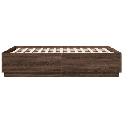 Bedframe bewerkt hout bruin eikenkleur 135x190 cm