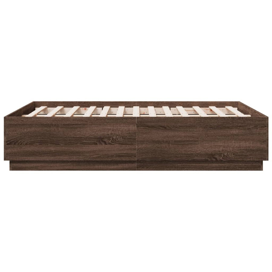 Bedframe bewerkt hout bruin eikenkleur 135x190 cm