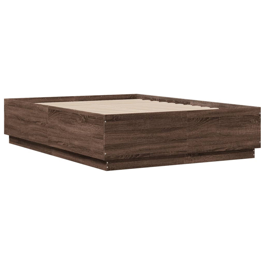 Bedframe bewerkt hout bruin eikenkleur 135x190 cm