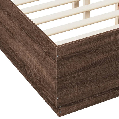 Bedframe bewerkt hout bruin eikenkleur 135x190 cm