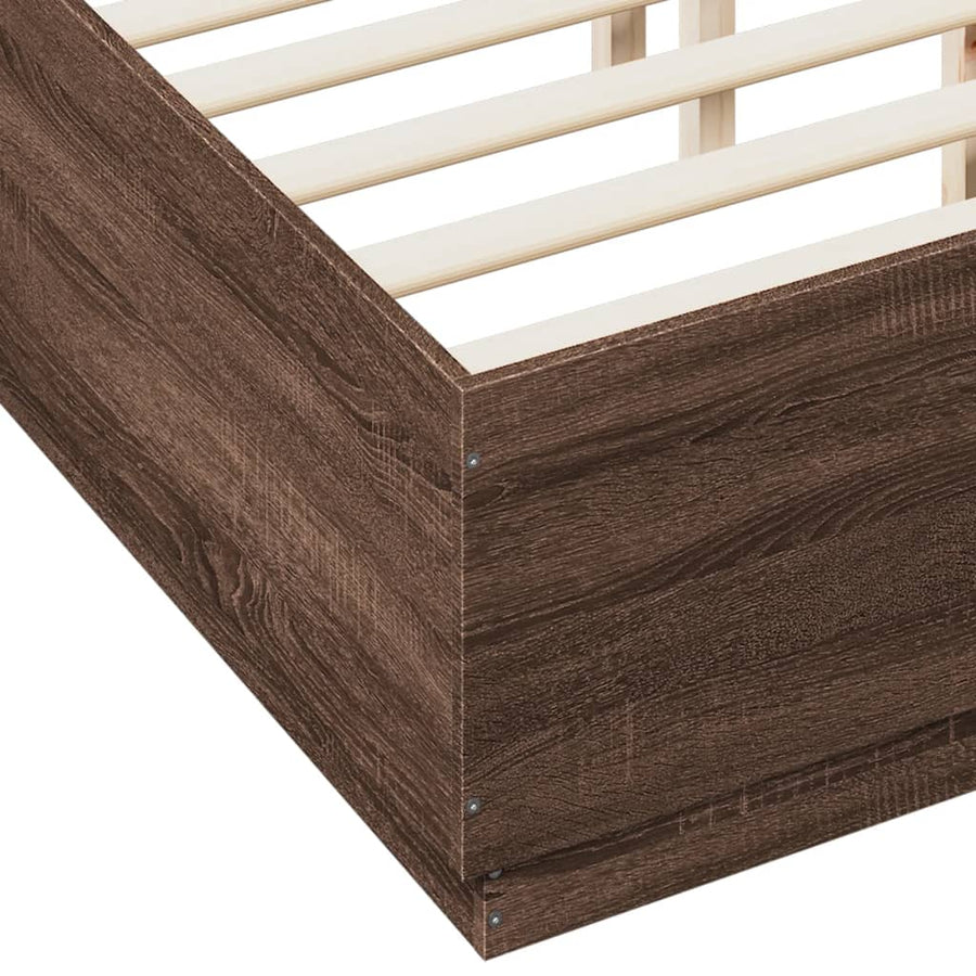 Bedframe bewerkt hout bruin eikenkleur 135x190 cm