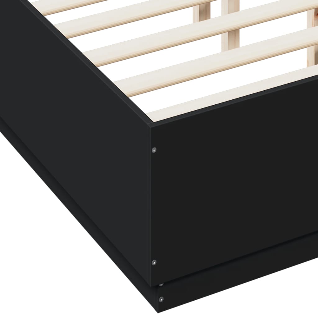 Bedframe bewerkt hout zwart 120x190 cm