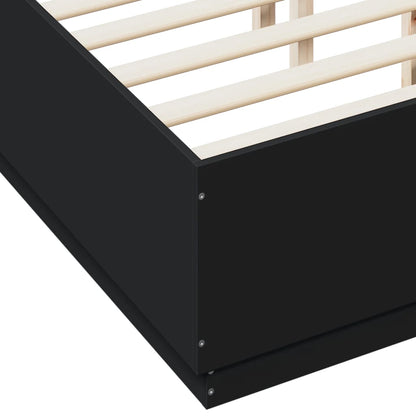 Bedframe bewerkt hout zwart 120x190 cm