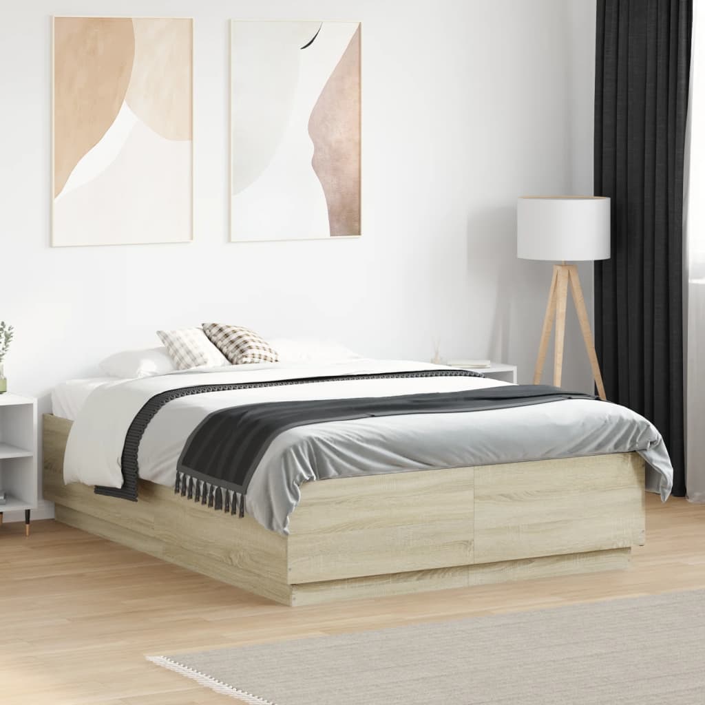 Bedframe bewerkt hout sonoma eikenkleurig 120x190 cm