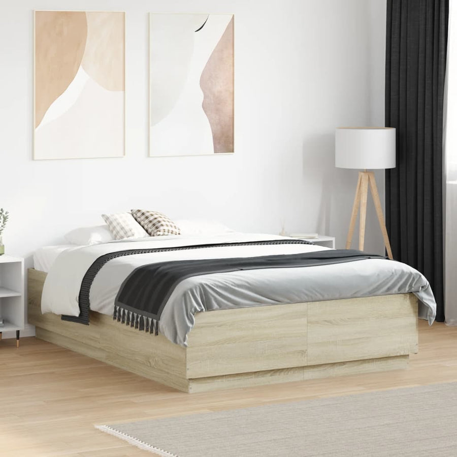 Bedframe bewerkt hout sonoma eikenkleurig 120x190 cm