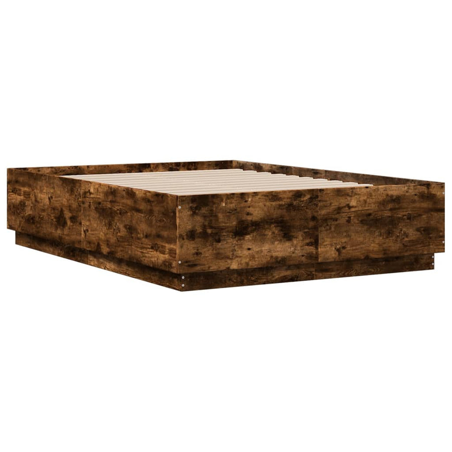 Bedframe bewerkt hout gerookt eikenkleurig 120x190 cm