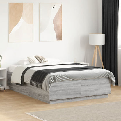 Bedframe bewerkt hout grijs sonoma eikenkleurig 120x190 cm
