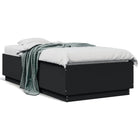 Black carved wooden bed frame 90x190 cm