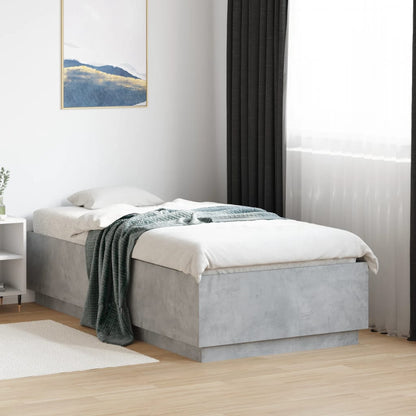 Bedframe bewerkt hout betongrijs 90x190 cm
