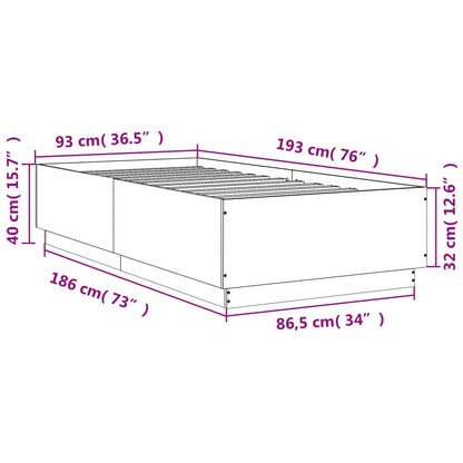 Bedframe bewerkt hout betongrijs 90x190 cm