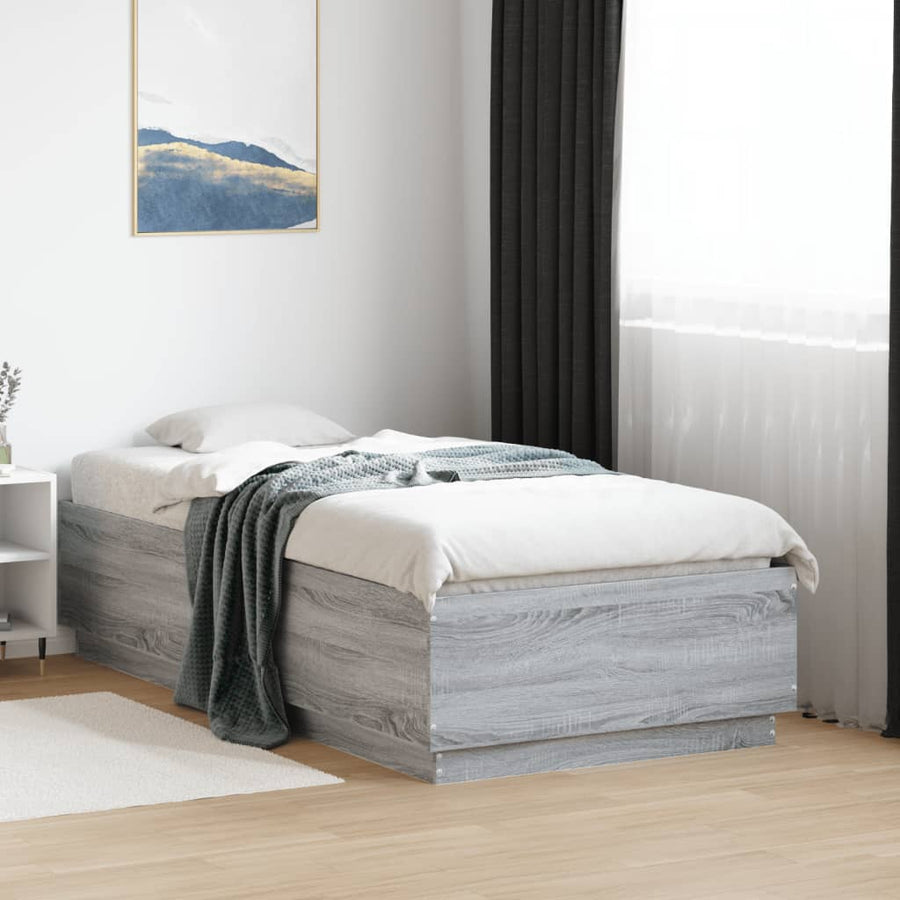 Bedframe bewerkt hout grijs sonoma eikenkleurig 90x190 cm