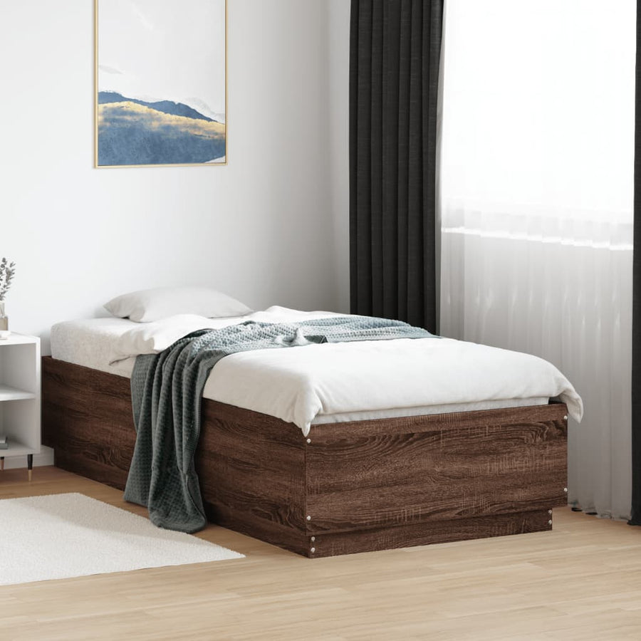 Bedframe bewerkt hout bruin eikenkleur 90x190 cm