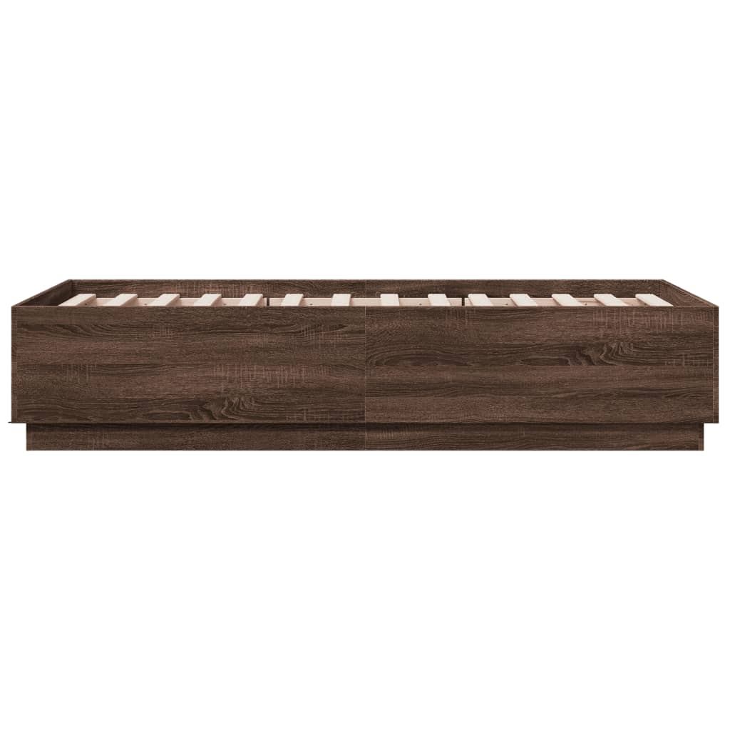 Bedframe bewerkt hout bruin eikenkleur 90x190 cm