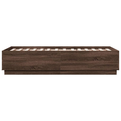 Bedframe bewerkt hout bruin eikenkleur 90x190 cm