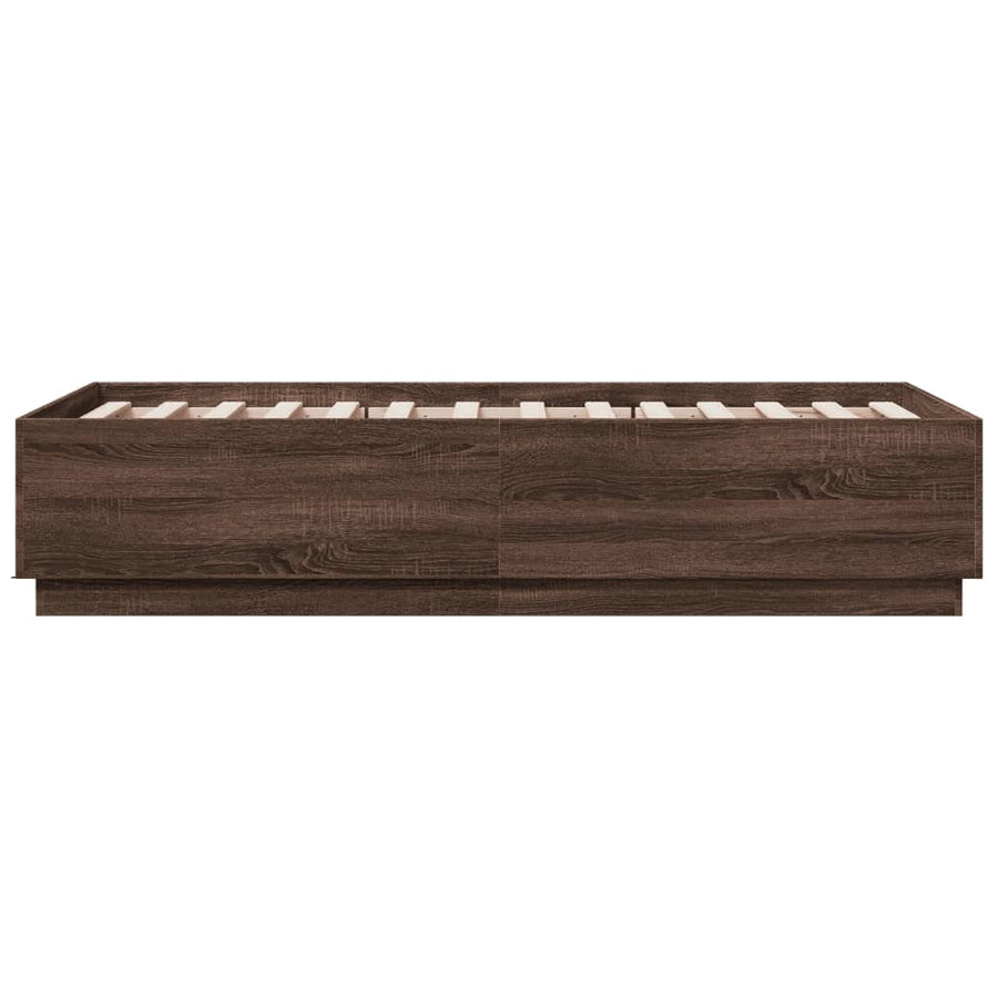 Bedframe bewerkt hout bruin eikenkleur 90x190 cm