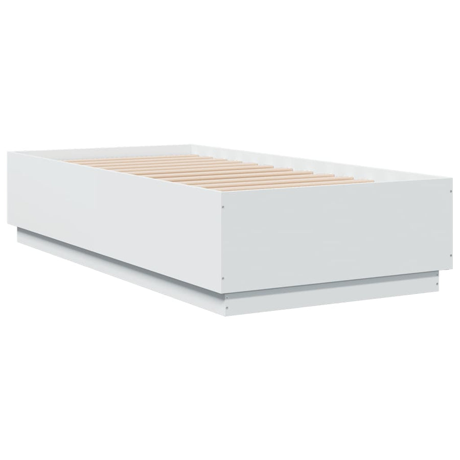 Bedframe bewerkt hout wit 75x190 cm