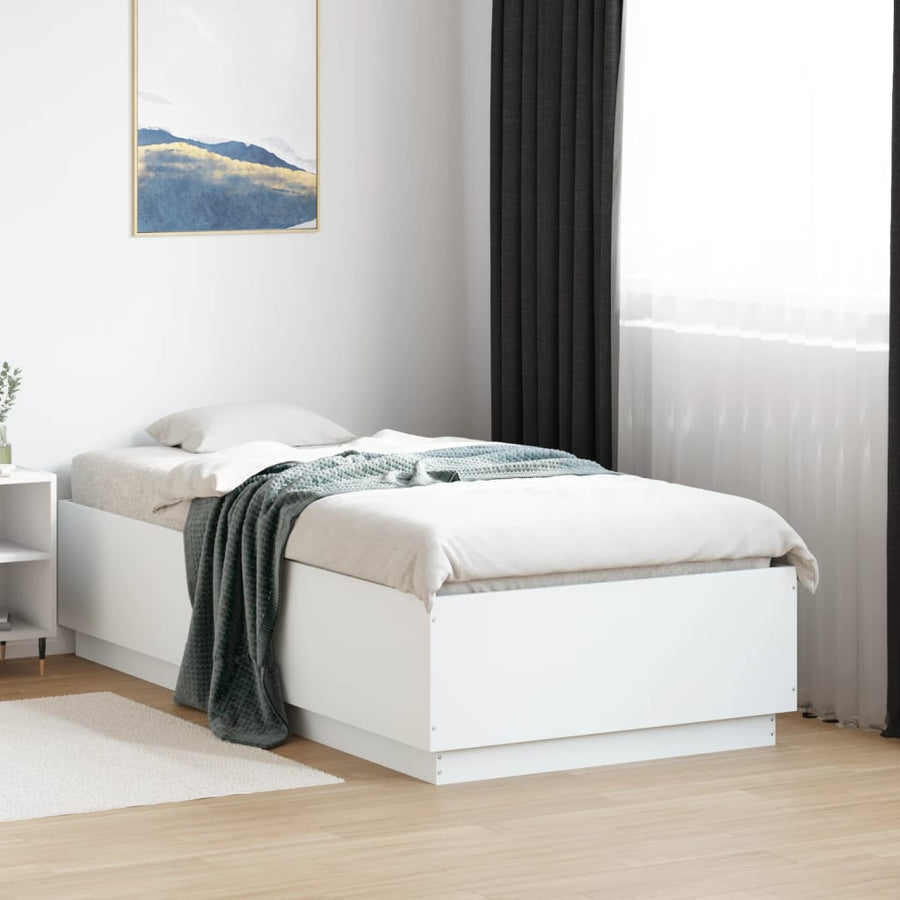 Bedframe bewerkt hout wit 75x190 cm