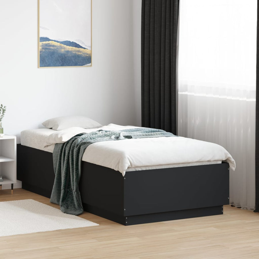 Bedframe bewerkt hout zwart 75x190 cm