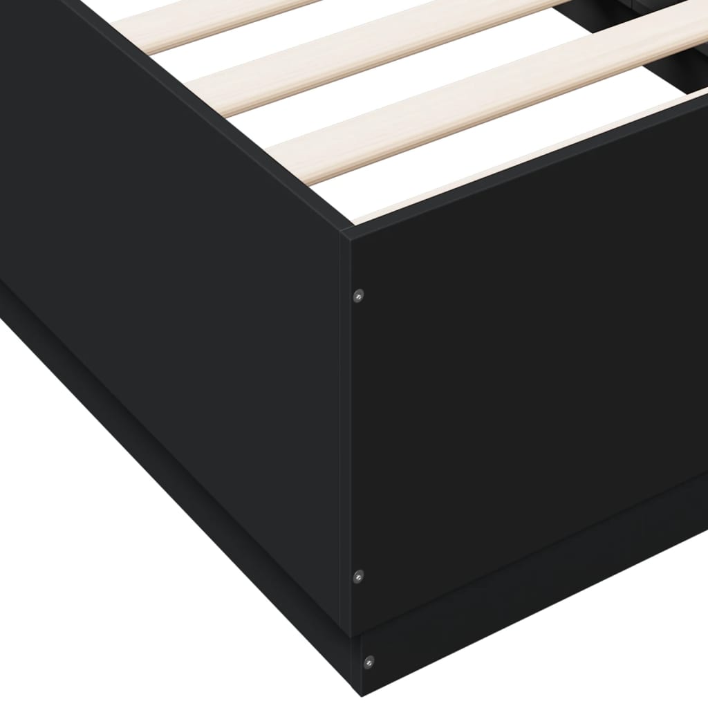 Bedframe bewerkt hout zwart 75x190 cm