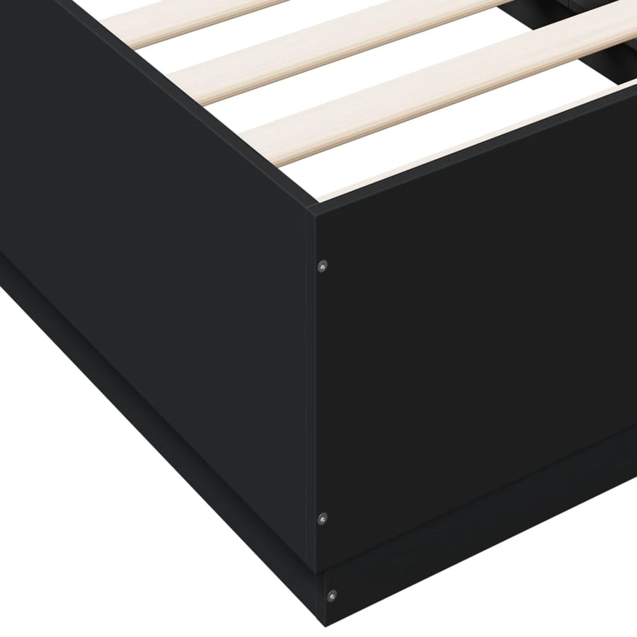 Bedframe bewerkt hout zwart 75x190 cm