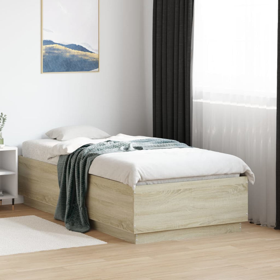 Bedframe bewerkt hout sonoma eikenkleurig 75x190 cm