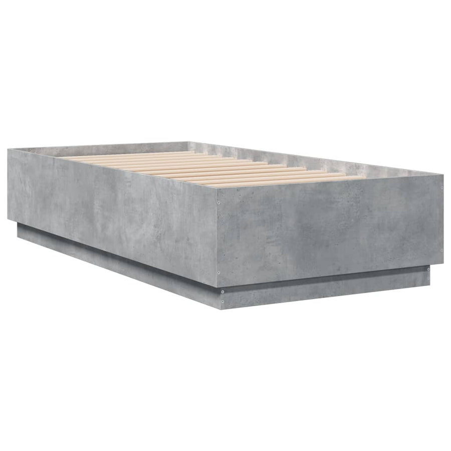 Bedframe bewerkt hout betongrijs 75x190 cm