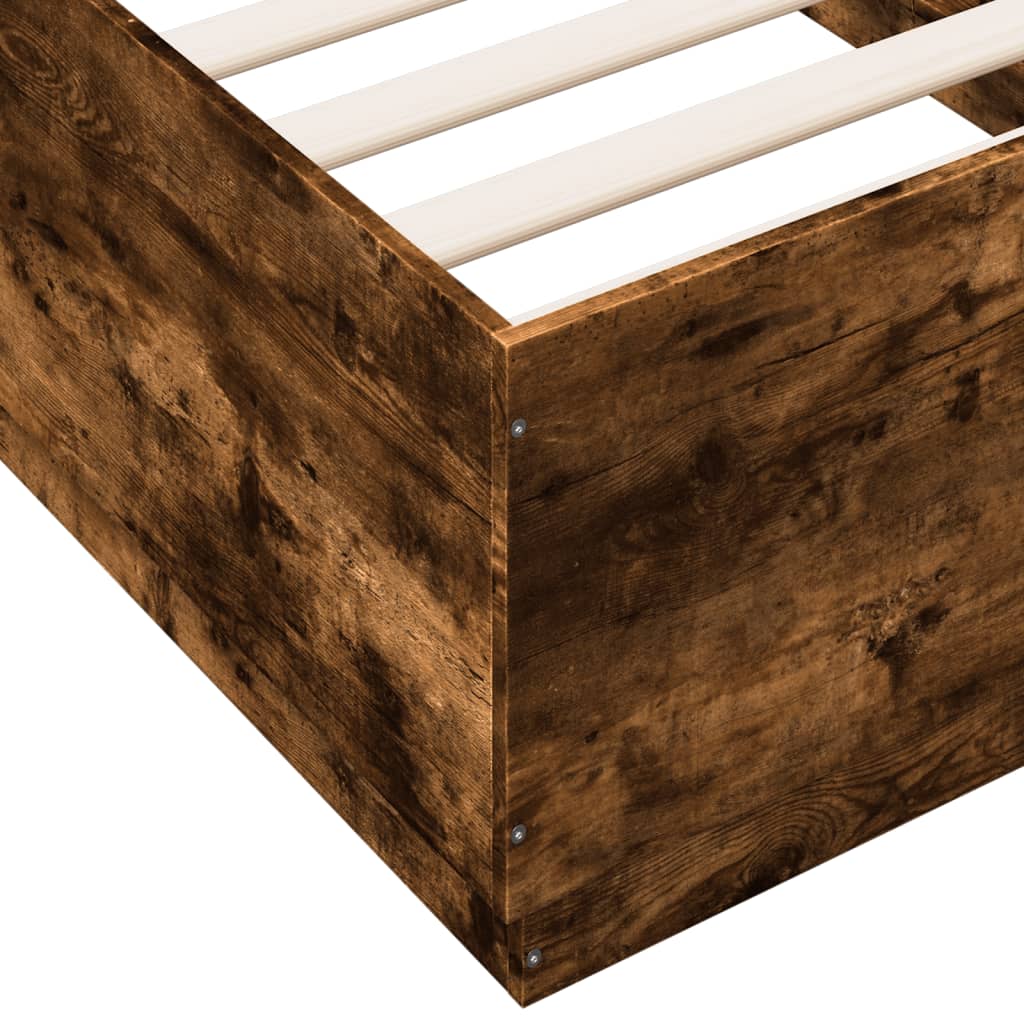 Bedframe bewerkt hout gerookt eikenkleurig 75x190 cm
