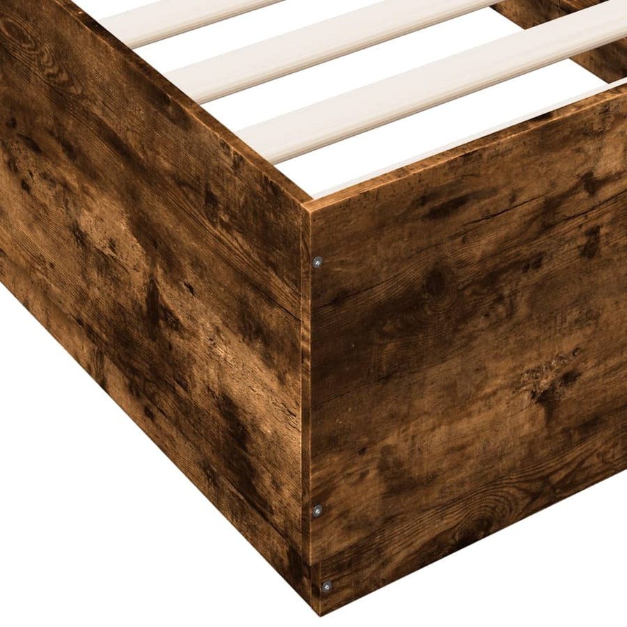 Bedframe bewerkt hout gerookt eikenkleurig 75x190 cm