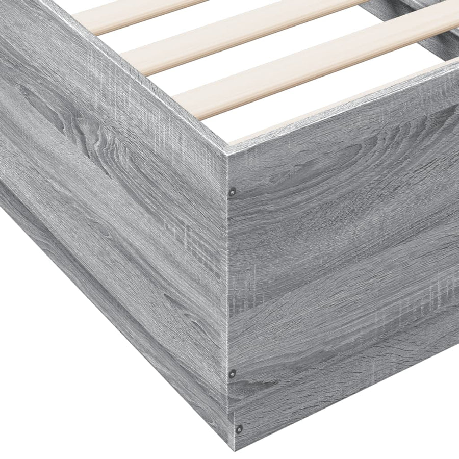 Bedframe bewerkt hout grijs sonoma eikenkleurig 75x190 cm