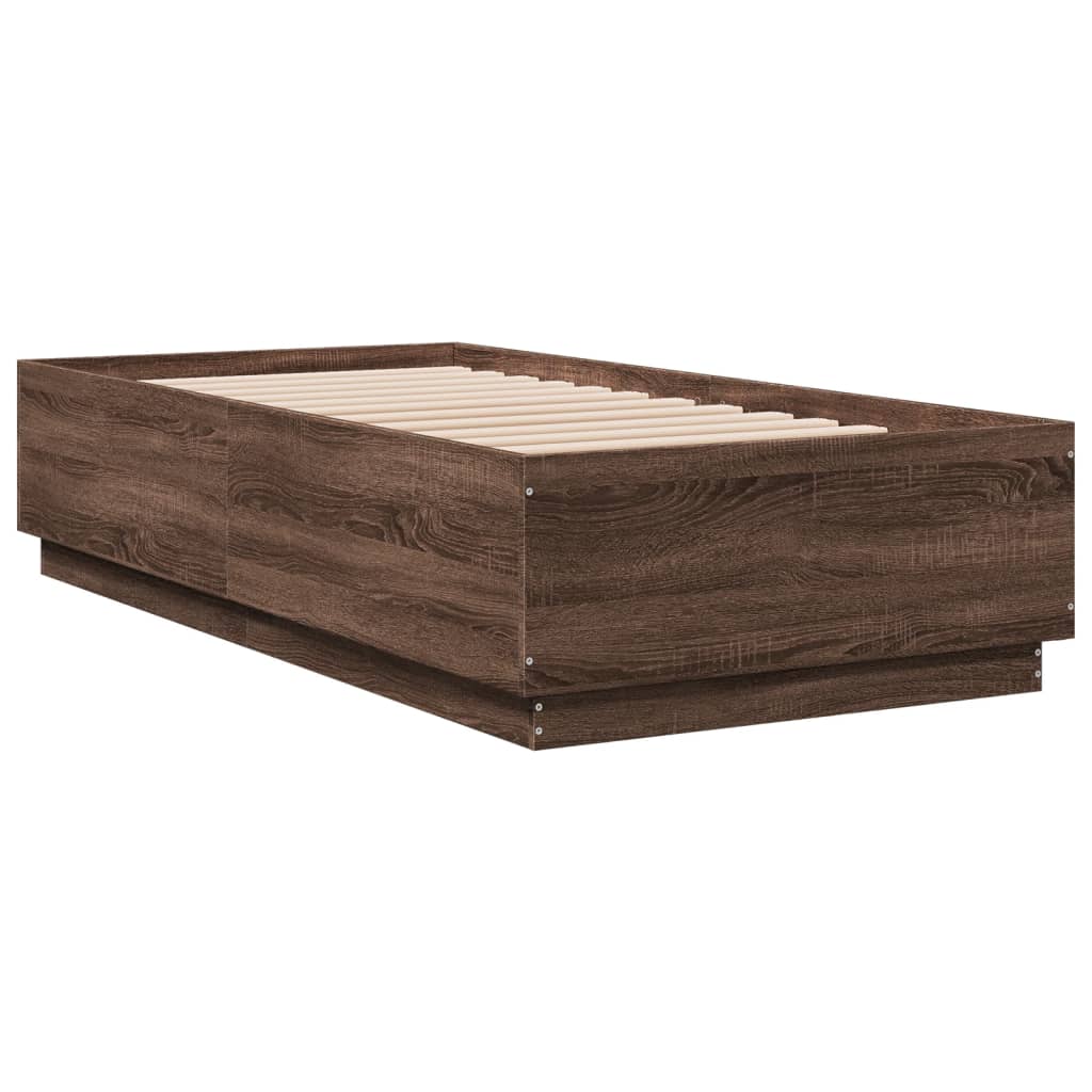 Bedframe bewerkt hout bruin eikenkleur 75x190 cm
