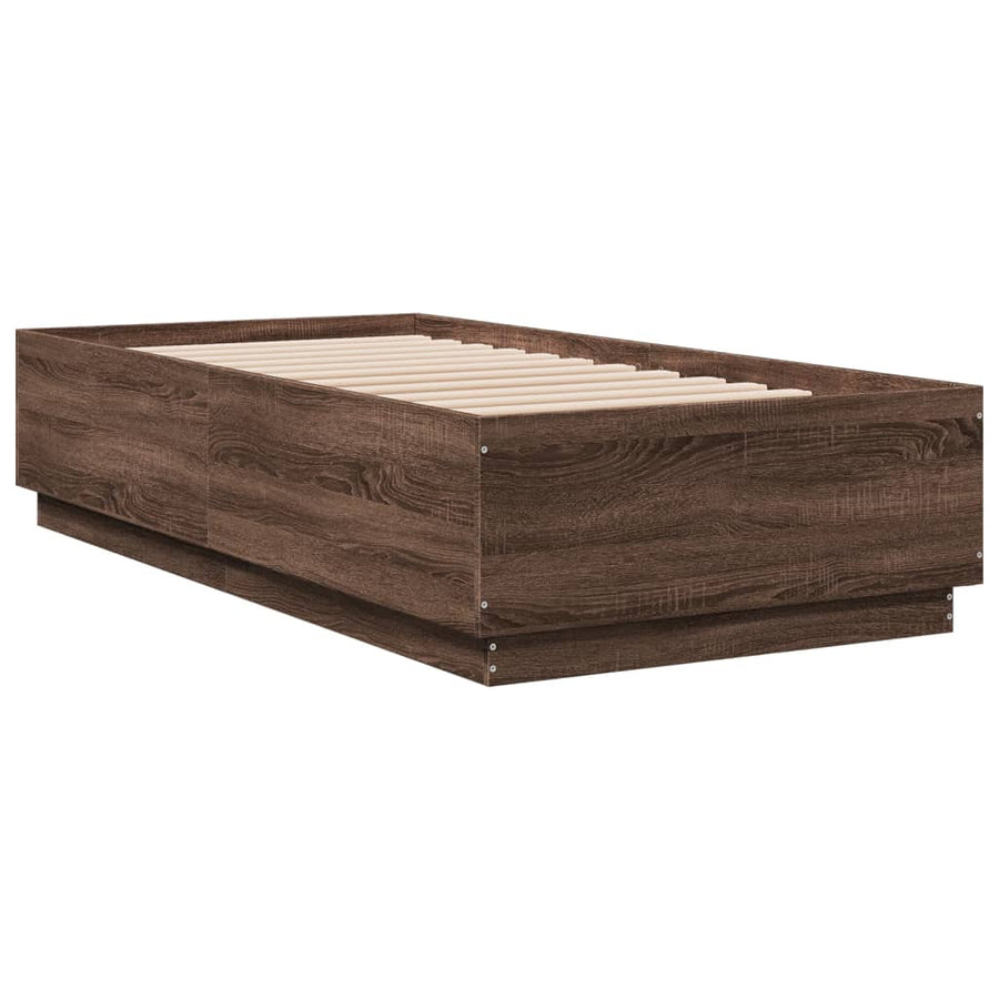 Bedframe bewerkt hout bruin eikenkleur 75x190 cm