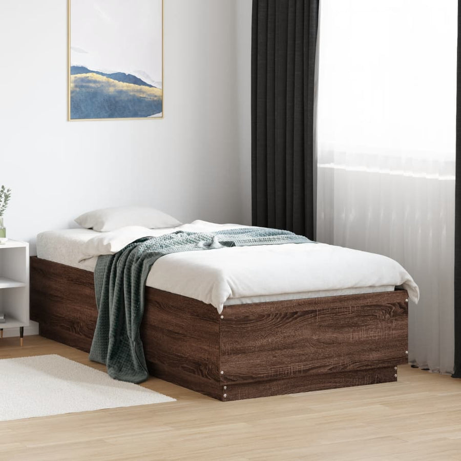 Bedframe bewerkt hout bruin eikenkleur 75x190 cm