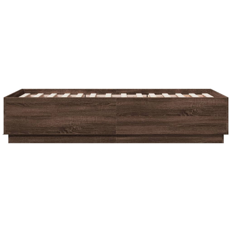 Bedframe bewerkt hout bruin eikenkleur 75x190 cm