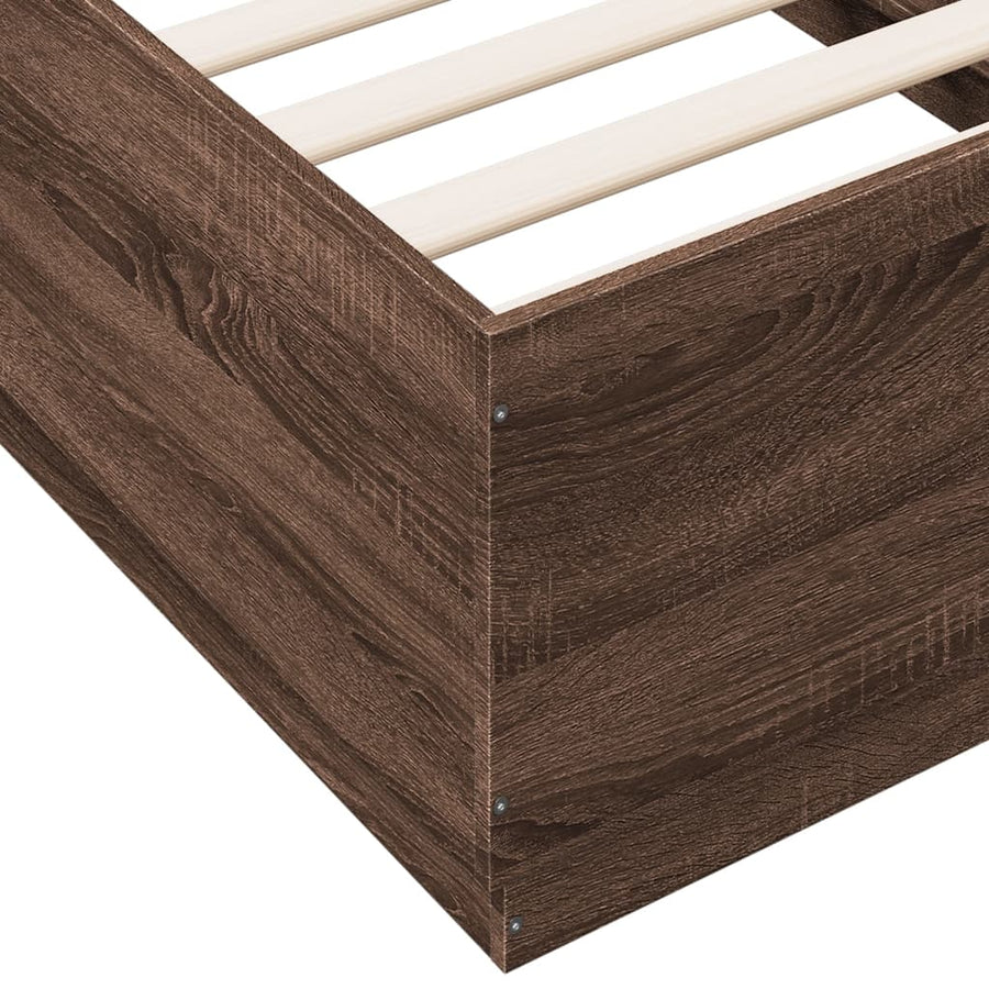Bedframe bewerkt hout bruin eikenkleur 75x190 cm