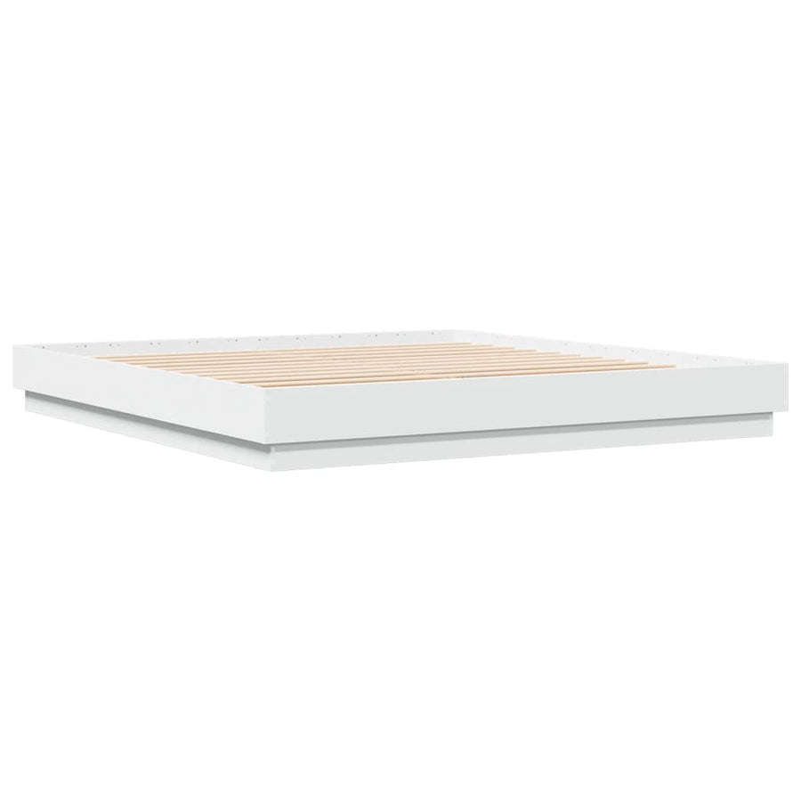 Bedframe Met Led-Verlichting Wit 200X200 Cm