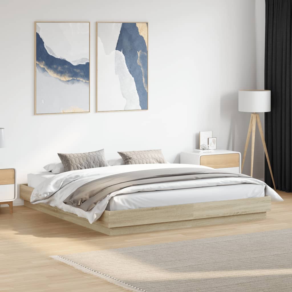 Bedframe Met Led-Verlichting Sonoma Eikenkleurig 200X200 Cm