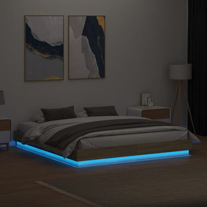 Bedframe Met Led-Verlichting Sonoma Eikenkleurig 200X200 Cm