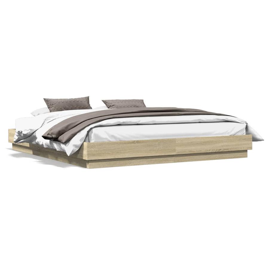 Bedframe Met Led-Verlichting Sonoma Eikenkleurig 200X200 Cm