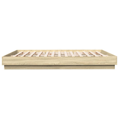 Bedframe Met Led-Verlichting Sonoma Eikenkleurig 180X200 Cm Blauw