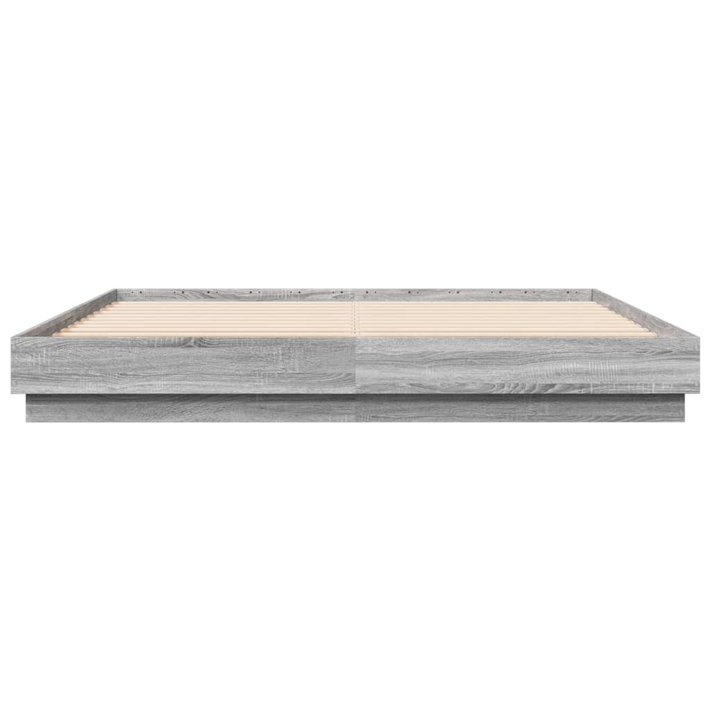 Bedframe Met Led-Verlichting Grijs Sonoma Eikenkleur 180X200 Cm Groen