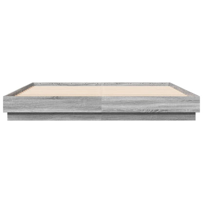 Bedframe Met Led-Verlichting Grijs Sonoma Eikenkleur 180X200 Cm Groen