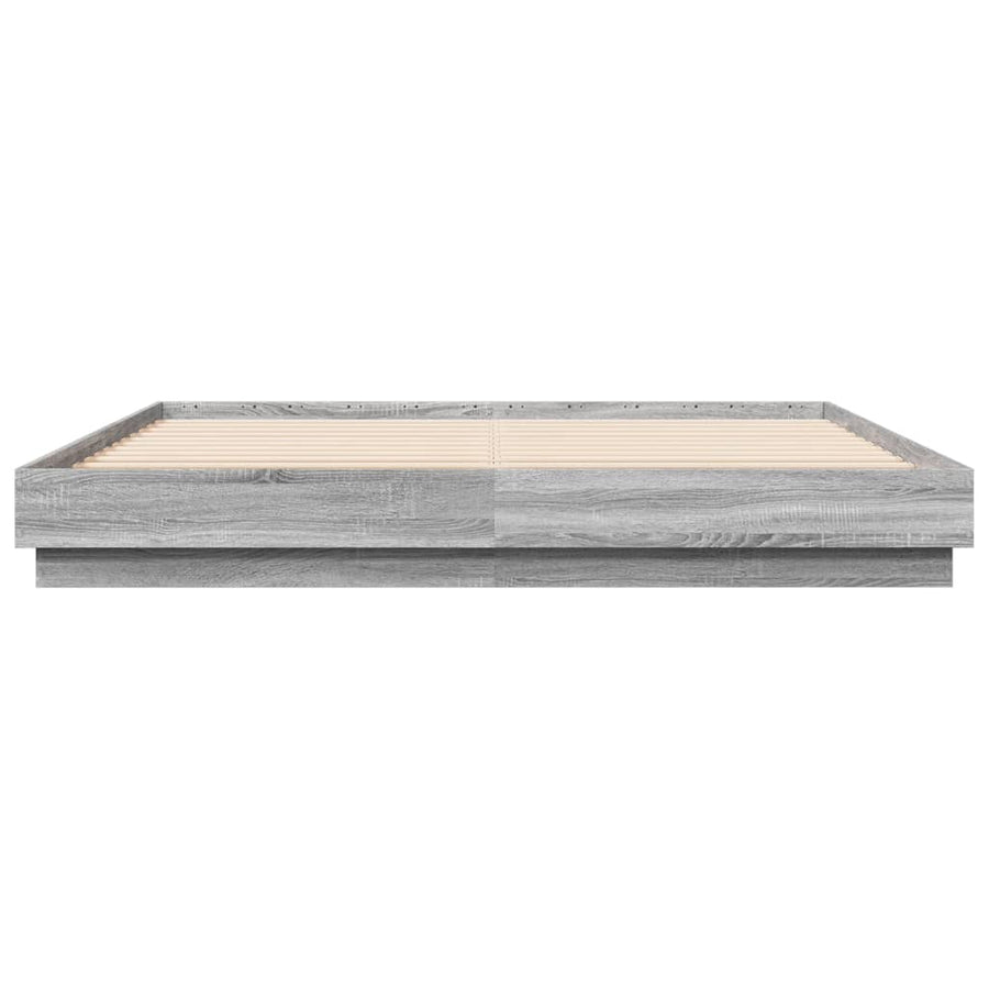 Bedframe Met Led-Verlichting Grijs Sonoma Eikenkleur 180X200 Cm Groen