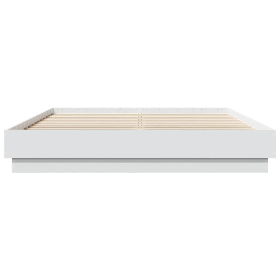 Bedframe Met Led-Verlichting Wit 160X200 Cm